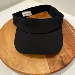 Calvin Klein Visor Women Black Elastic Logo Band Perforated Golf Tennis Hat
